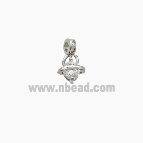 Copper Planet Pendant Pave Zirconia Platinum Plated