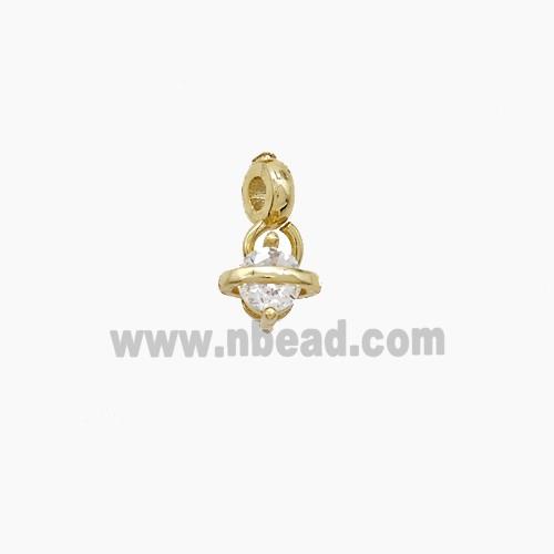 Copper Planet Pendant Pave Zirconia Gold Plated