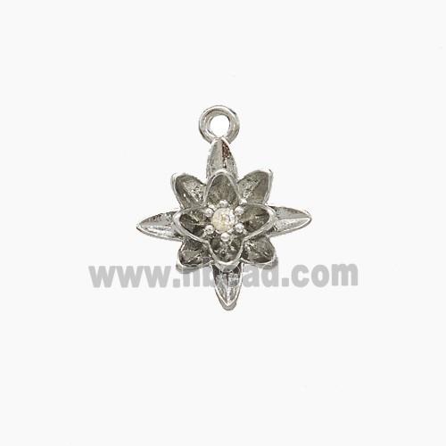Copper FLower Pendant Pave Zirconia Platinum Plated