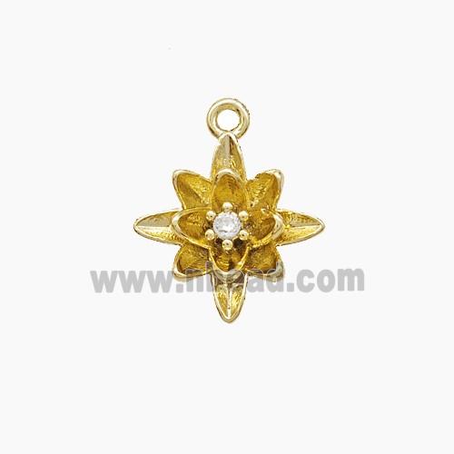 Copper FLower Pendant Pave Zirconia Gold Plated