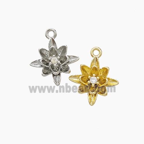 Copper FLower Pendant Pave Zirconia Mixed
