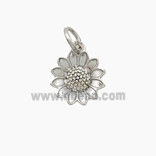 Copper Sunflower Pendant Platinum Plated