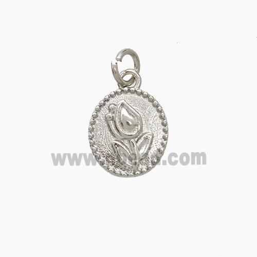Copper Tulip Pendant Flower Platinum Plated