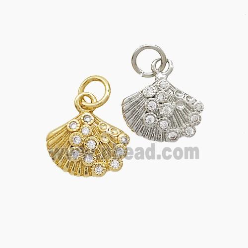 Copper Scallop Shell Pendant Pave Zirconia Mixed