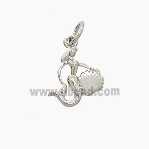 Copper Mermaid Pendant Platinum Plated