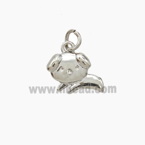 Copper Dog Pendant Platinum Plated