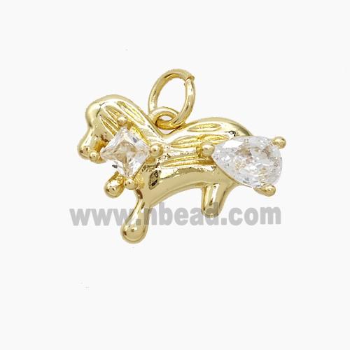 Copper Dog Pendant Pave Zirconia Gold Plated