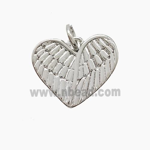 Copper Heart Pendant Angel Wings Platinum Plated