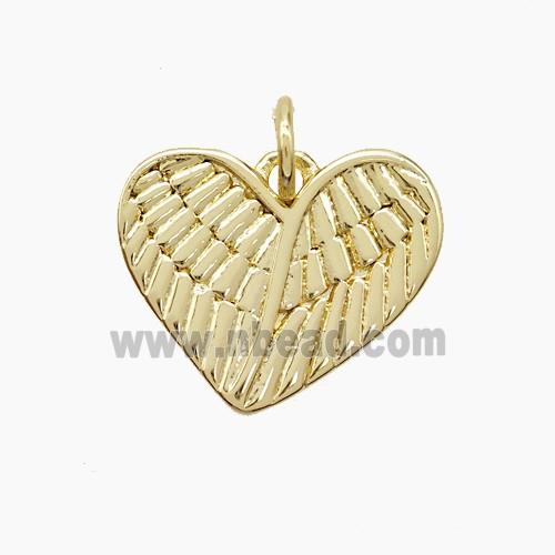 Copper Heart Pendant Angel Wings Gold Plated
