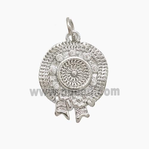 Copper Hat Pendant Pave Zirconia Platinum Plated