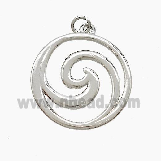 Copper Swirl Wave Pendant Platinum Plated