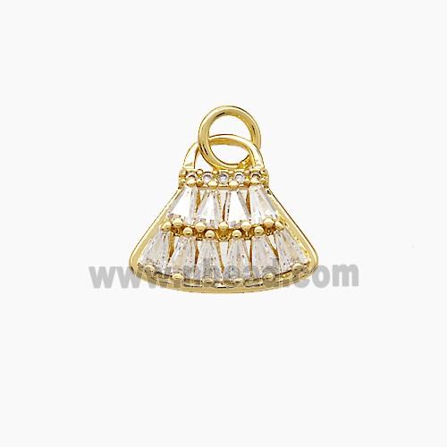 Copper Handbag Pendant Pave Zirconia Gold Plated