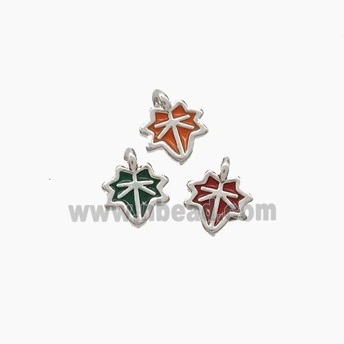 Copper Maple Leaf Pendant Enamel Platinum Plated Mixed