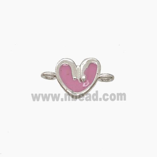 Copper Heart Connector Pink Enamel Platinum Plated