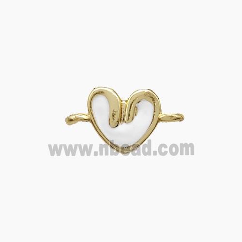 Copper Heart Connector White Enamel Gold Plated
