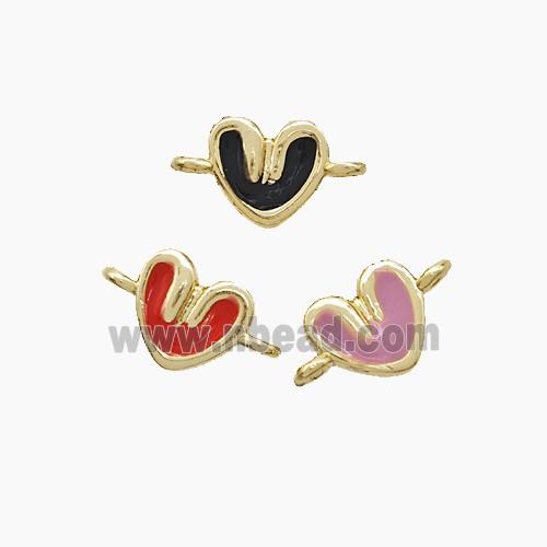 Copper Heart Connector Enamel Gold Plated Mixed