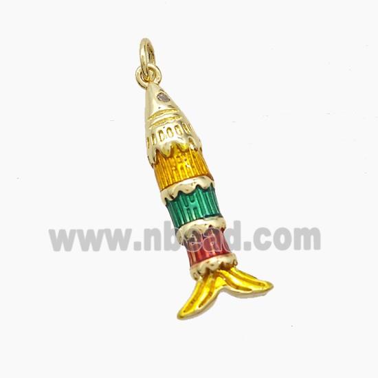 Enamel Copper Pendant, Gold Plated