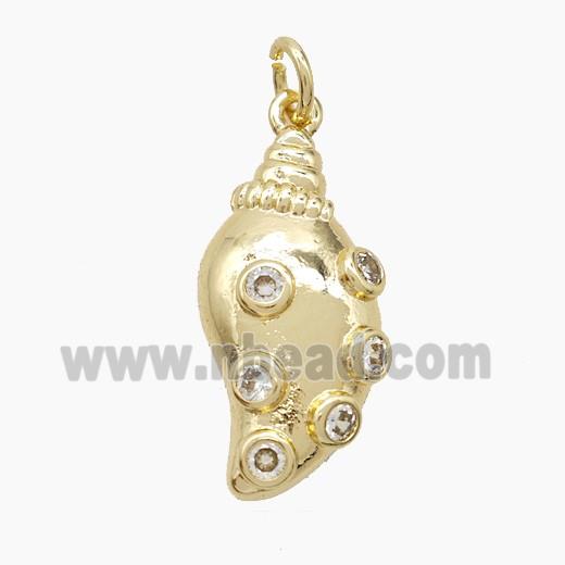 Copper Conch Shell Pendant Pave Zirconia Gold Plated