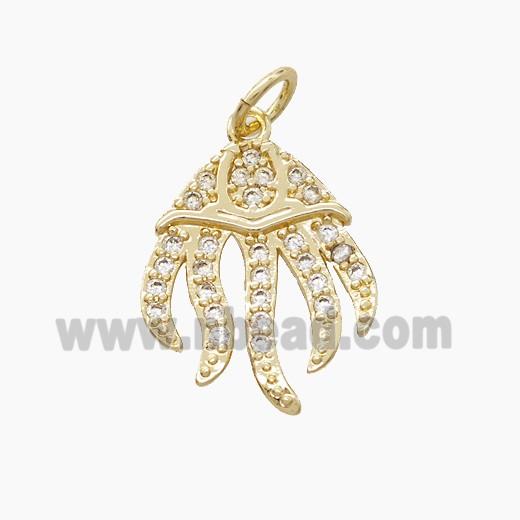 Copper Jellyfish Pendant Pave Zirconia Gold Plated