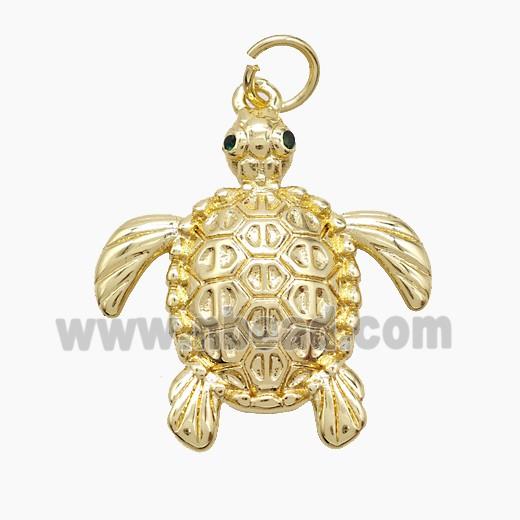Copper Tortoise Pendant Pave Zirconia Gold Plated