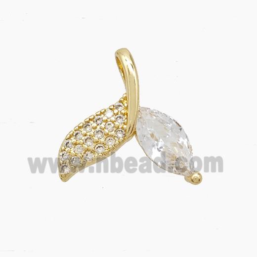 Copper Shark-Tail Pendant Pave Zirconia Gold Plated