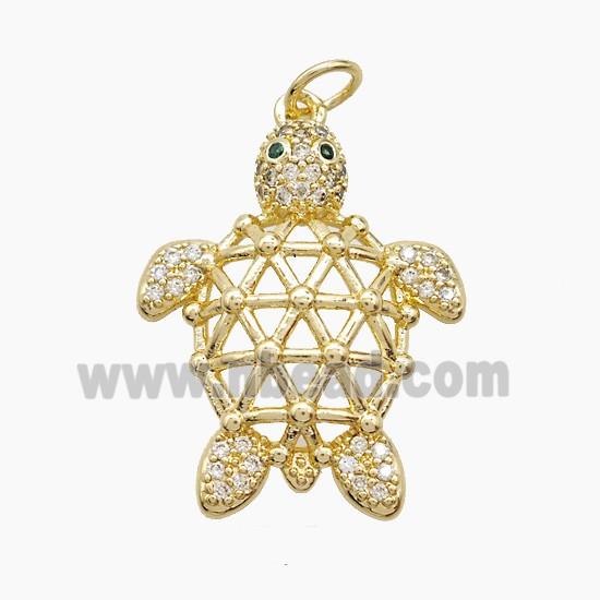 Copper Tortoise Pendant Pave Zirconia Gold Plated