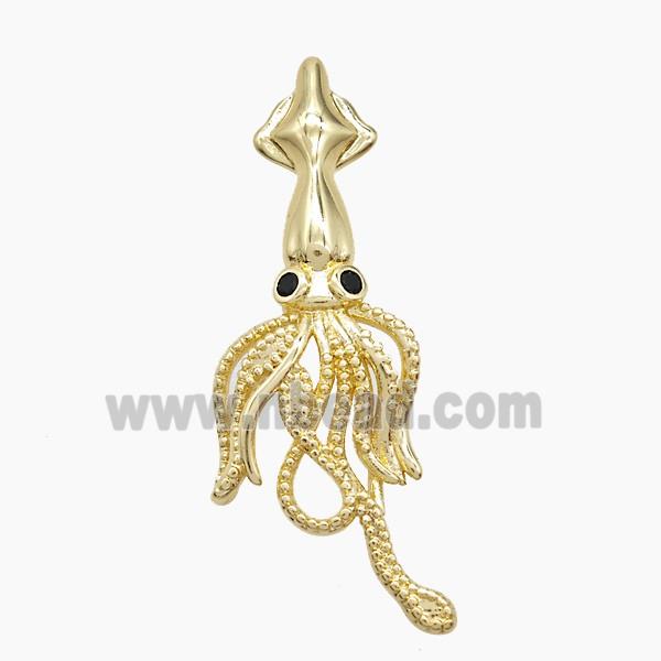 Copper Octopus Pendant Pave Zirconia Gold Plated