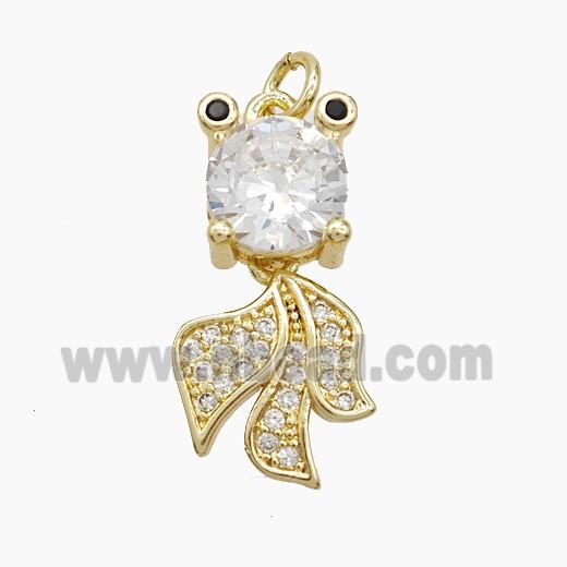 Copper Fish Pendant Pave Zirconia Gold Plated