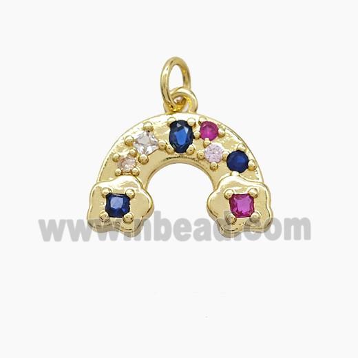 Copper Rainbow Pendant Pave Zirconia Gold Plated