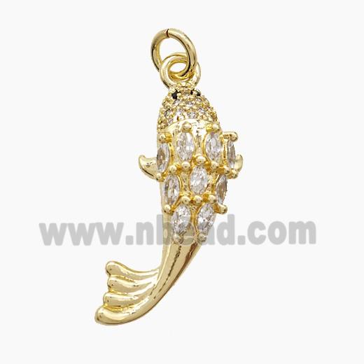 Copper Fish Pendant Pave Zirconia Gold Plated