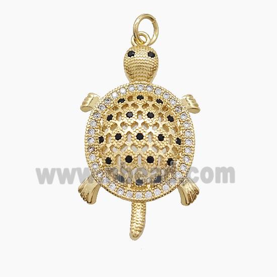 Copper Tortoise Pendant Pave Zirconia Gold Plated