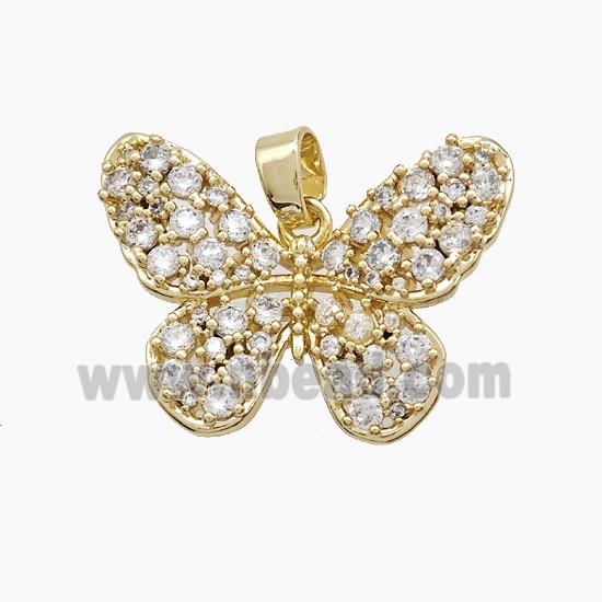 Copper Butterfly Pendant Pave Zirconia Gold Plated