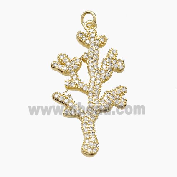 Copper Coral Reef Pendant Pave Zirconia Gold Plated