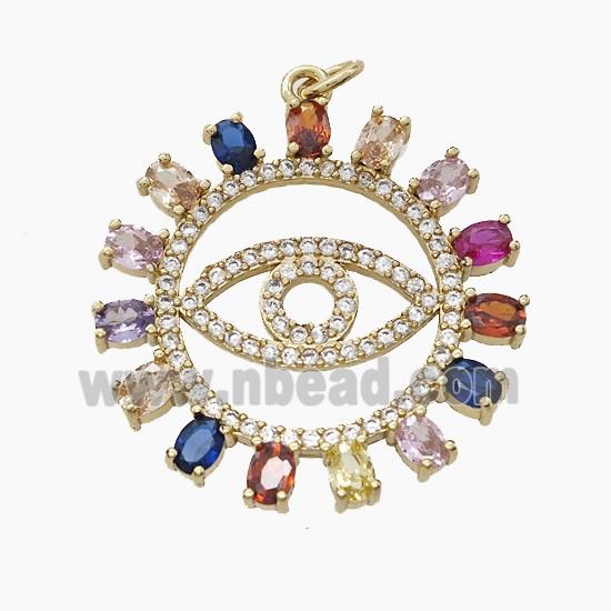 Copper Eye Pendant Pave Zirconia Gold Plated