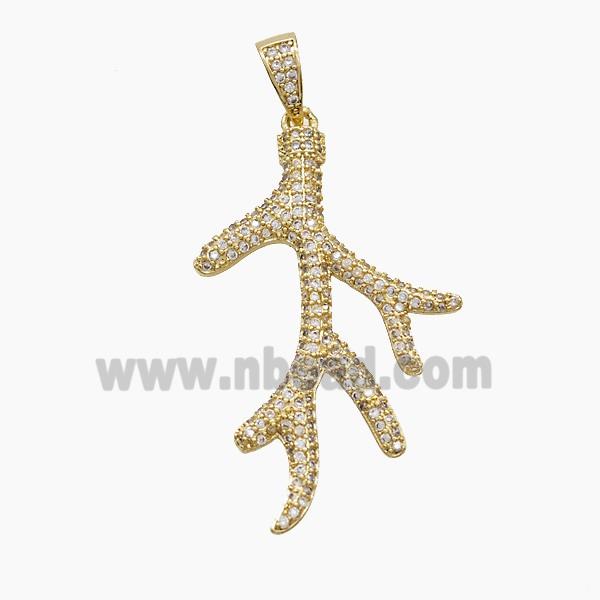 Copper Deer Breast Pendant Pave Zirconia Gold Plated