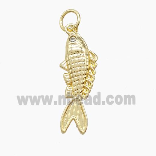 Copper Fish Pendant Pave Zirconia Gold Plated