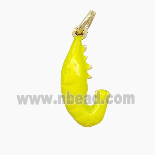 Copper Shrimp Pendant Yellow Painted Gold Plated