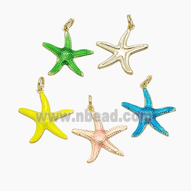 Copper Starfish Pendant Painted Gold Plated Mixed