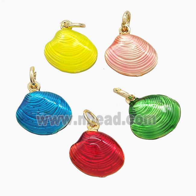 Copper Scallop Shell Pendant Painted Gold Plated Mixed