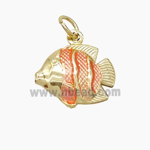 Copper Fish Pendant Pink Painted Gold Plated