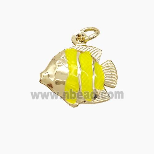 Copper Fish Pendant Yellow Painted Gold Plated