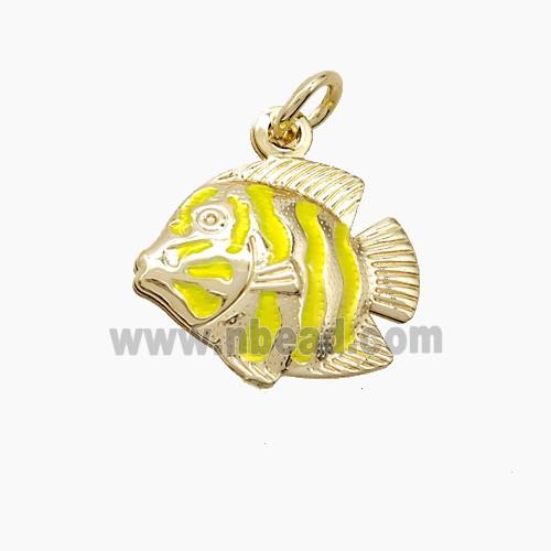 Copper Fish Pendant Yellow Painted Gold Plated