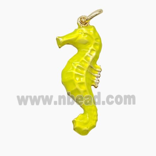 Copper Seahorse Pendant Yellow Painted Gold Plated