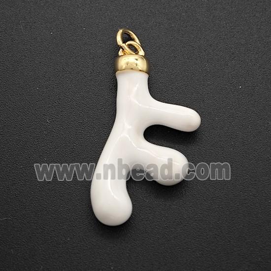 Copper Deer Breast Pendant White Enamel Gold Plated