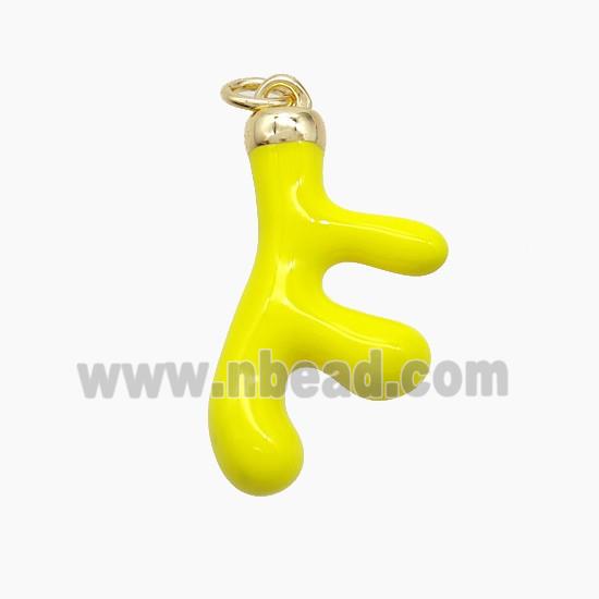 Copper Deer Breast Pendant Yellow Enamel Gold Plated