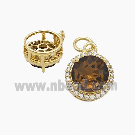 Copper Pendant Pave Zircon, Gold Plated