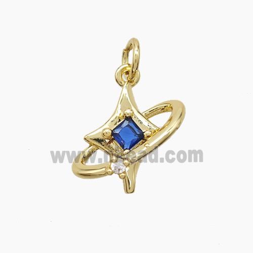 Copper Pendant Pave Zircon, Gold Plated