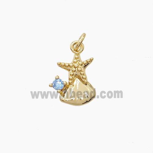 Copper Pendant Pave Zircon, Gold Plated