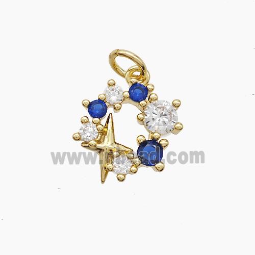 Copper Pendant Pave Zircon, Gold Plated