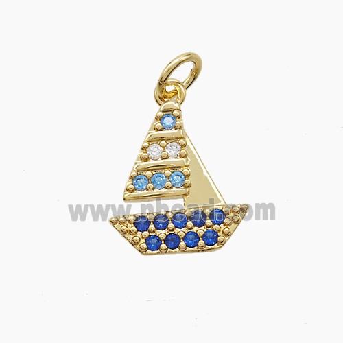 Copper Pendant Pave Zircon, Gold Plated